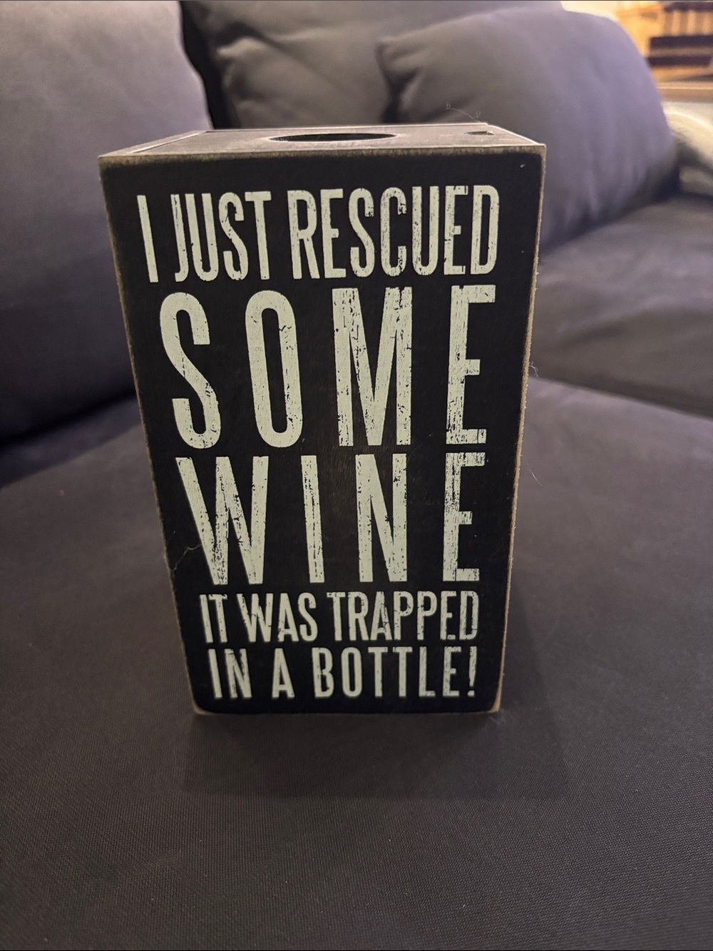 Funny Wine Rescue Wooden Decor Block for wine corks - Black & White